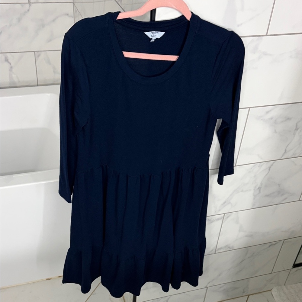 Crown & Ivy Midnight Blue Ruffle Dress